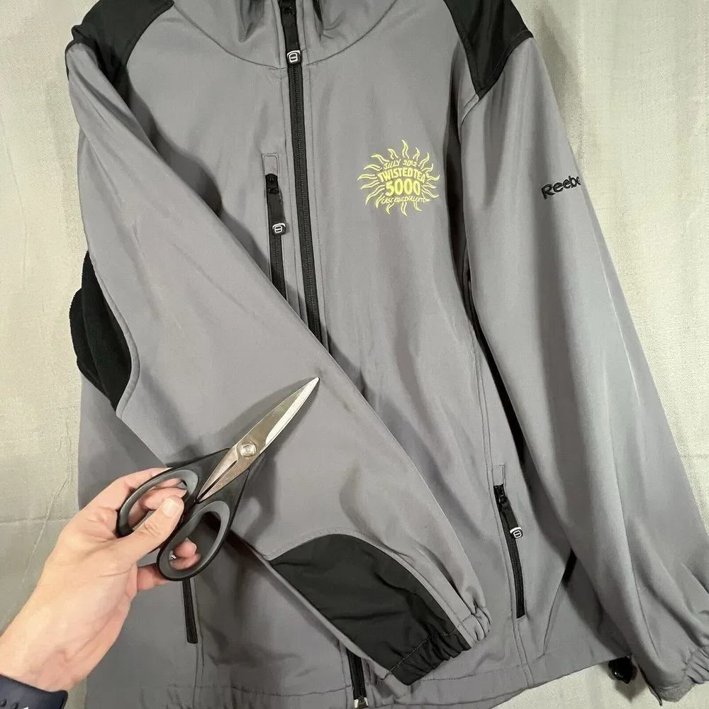 Reebok Men's Soft shell Transition Jacket fleece lined Gray zip‎ up 2XL READ!!